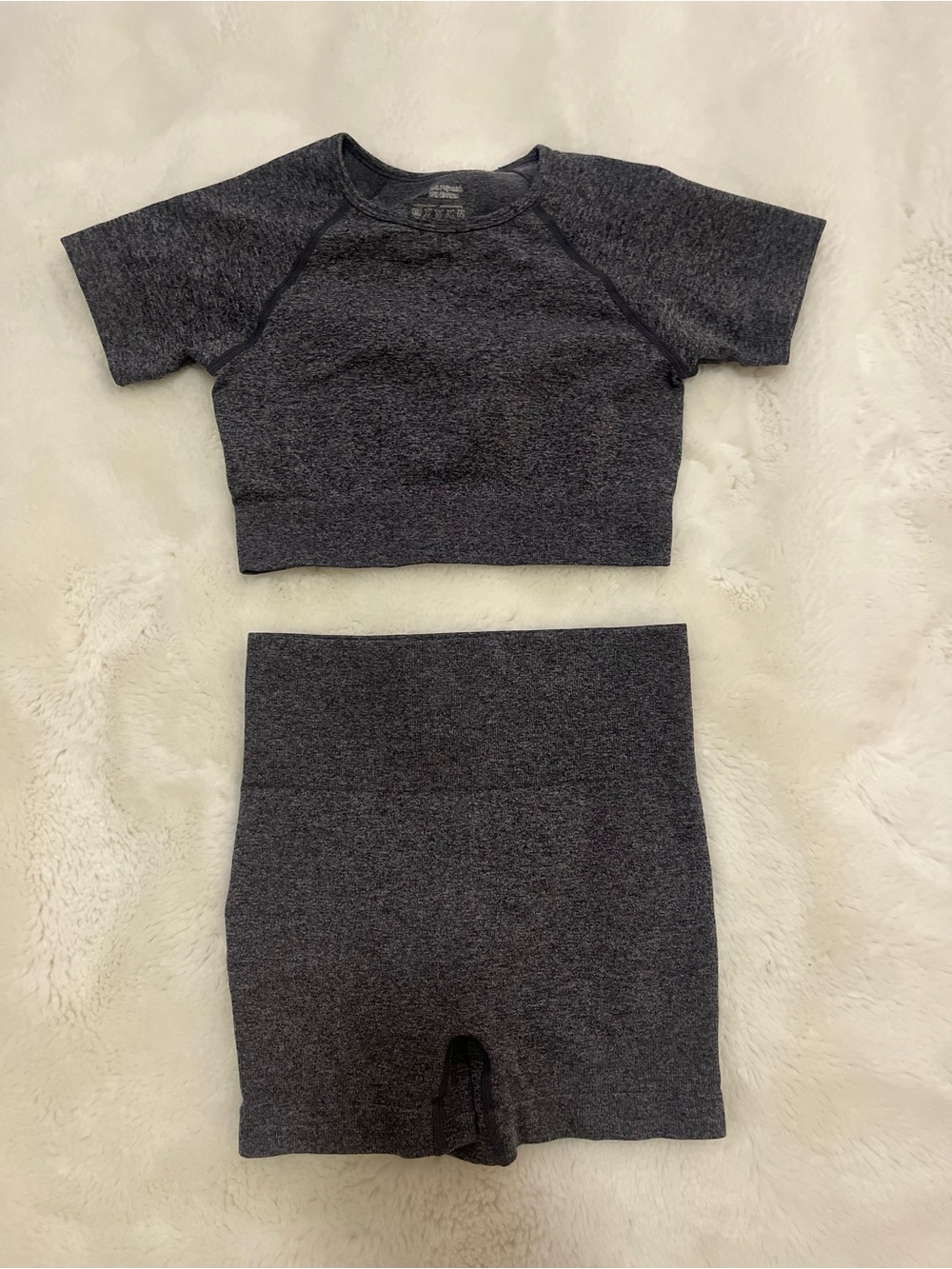 Grey Short-Sleeved Crop Top and Shorts